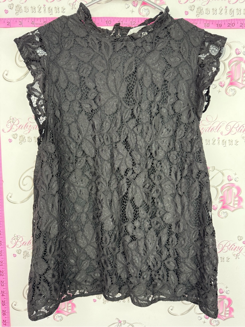 H&M tank top floral Lacie shirt Black Lace Cap-Sleeve Blouse